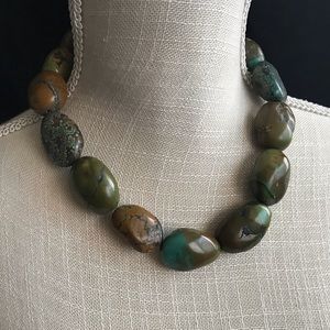 Genuine TURQUOISE chunky nugget necklace